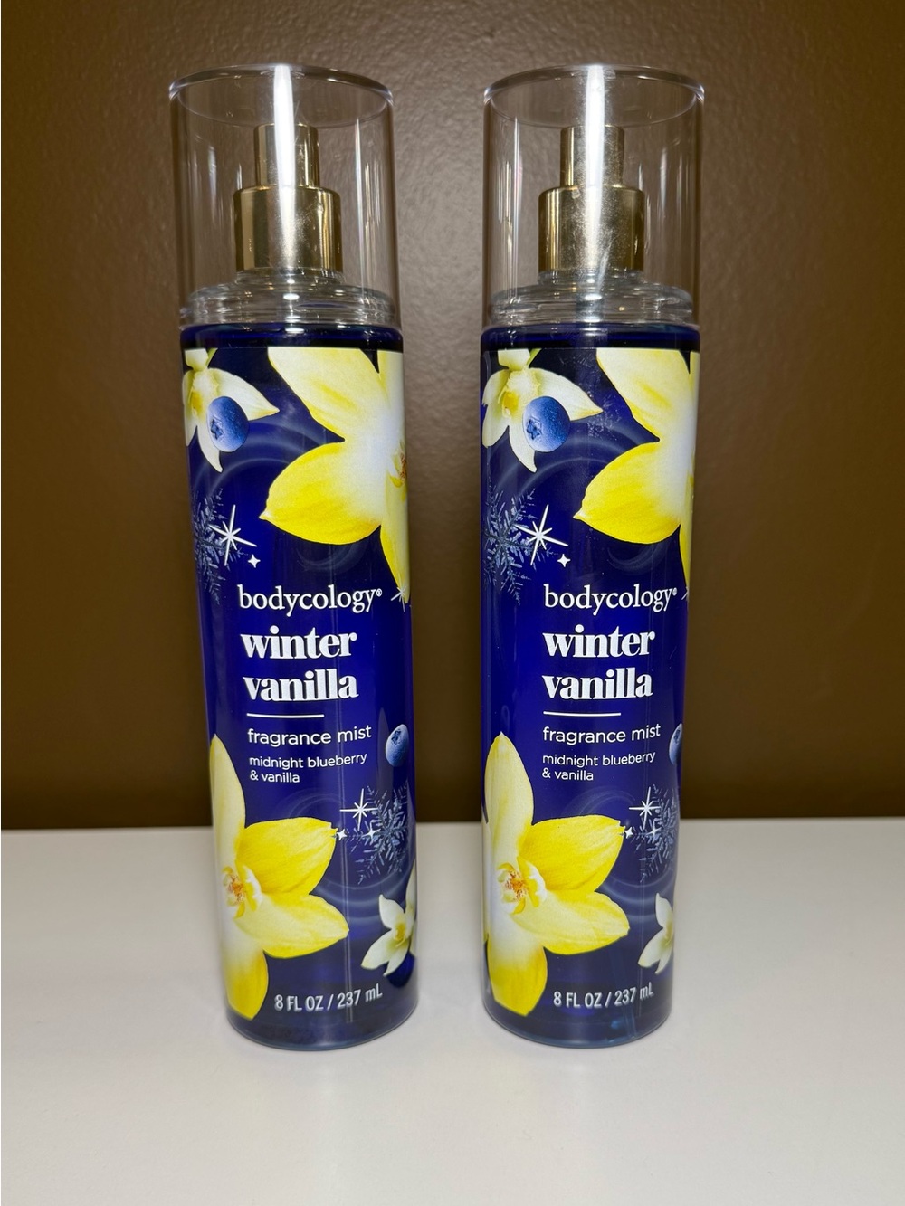 2 PACK Bodycology Winter Vanilla Fragrance Mist Midnight Blueberry 8 fl oz, NEW